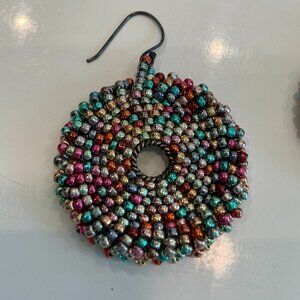 Lulii Blu, Confetti of Glass Seed Beads, Hand Woven, 1.5" Dia.